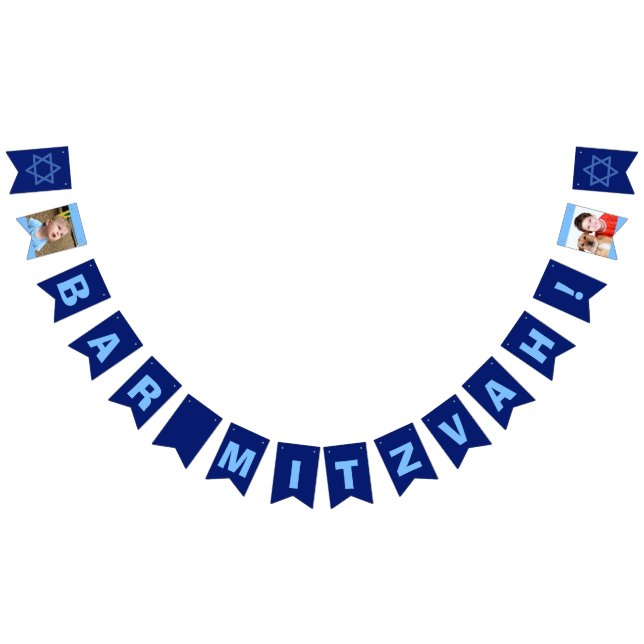 Custom Bar Mitzvah Blue Bunting Flags (All)