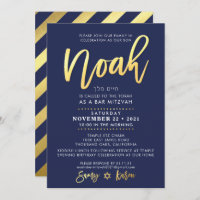 CUSTOM Bar Mitzvah Invitation pour Noah marine + o
