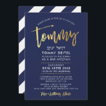 CUSTOM Bar Mitzvah Invite for Tommy navy   gold<br><div class="desc">*** NOTE - THE SHINY GOLD FOIL EFFECT IS A PRINTED PICTURE *** - - - - - - - - - - - - - - - - - - - - - - - - - - - - - - - - - - - - - -...</div>
