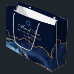 Custom Bar or Bat Mitzvah Mazel Tov Navy Blue Gold Large Gift Bag<br><div class="desc">Elegant navy blue and gold agate decorates the side of this modern Bat or Bar Mitzvah gift bag. Mazel Tov! Customize it under the Star of David. Perfect present for a chic,  stylish Jewish family.</div>