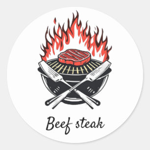 Custom barbecue Beef steak Wedding Meal Choice     Classic Round Sticker