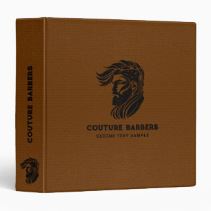 Custom Barber Logo Brown Leather Texture Binder
