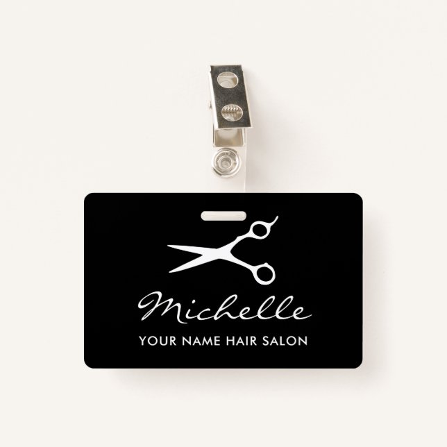 Custom barber shop and hair salon employee name badge (Front with Clip)