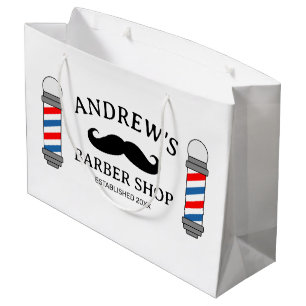 Custom barber shop gift bag with moustache logo
