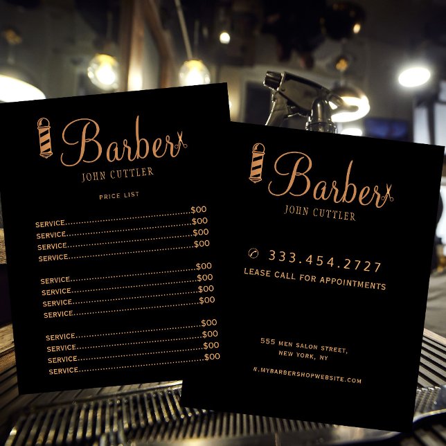 Custom barber shop price list professional logo  flyer (Creator Uploaded)