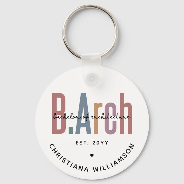 Custom BArch Bachelor of Architecture Graduation Keychain (Front)