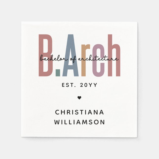 Custom BArch Bachelor of Architecture Graduation Napkin (Front)