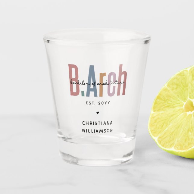 Custom BArch Bachelor of Architecture Graduation Shot Glass (Front)