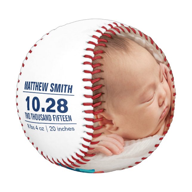 Custom Baseball Baby Birth Announcement Photos (Angled)