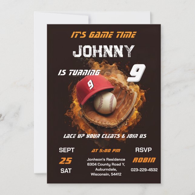 Custom Baseball Birthday For boy Invitation (Front)