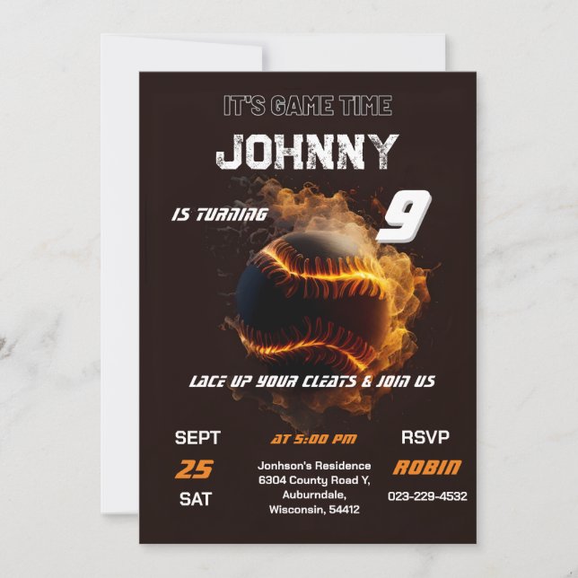 Custom Baseball Birthday For boy Invitation (Front)