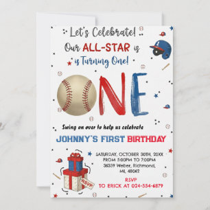 Custom Baseball Birthday Party Invitation