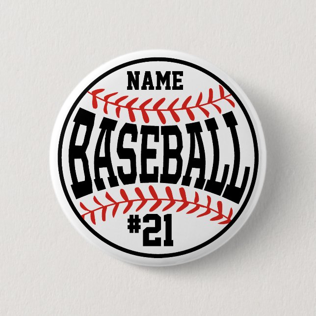 Custom Baseball Button Baseball Team Player Button (Front)