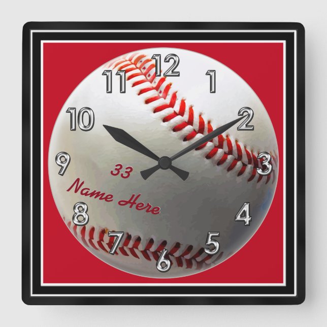 Custom Baseball Clocks with Your Name and Number (Front)