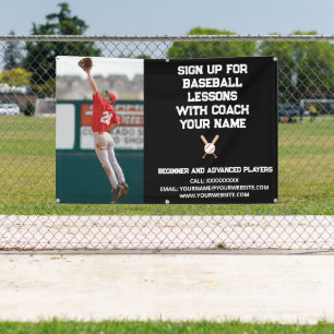 Custom Baseball Coach Coaching Class Lessons Black Banner