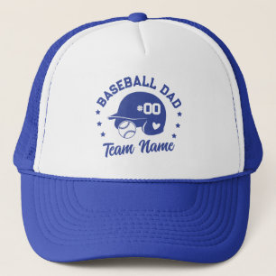 Custom Baseball Dad Mom with Name and Number Trucker Hat