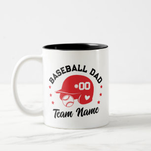 Custom Baseball Dad Mom with Name and Number Two-Tone Coffee Mug