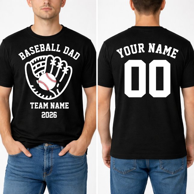 Custom Baseball Dad Team Name Number  T-Shirt (Custom Baseball Dad Team Name Number T-Shirt)