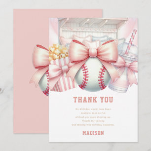 Custom Baseball Girl Birthday  Thank You Card