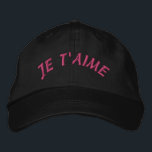 Custom Baseball Hat - Embroidered Je T'aime<br><div class="desc">This custom bride baseball cap features personalized embroidered text in elegant script or fun fonts - perfect for wedding prep photos, the bachelorette party, or honeymoon adventures! Choose from 15 thread colors to match your wedding palette. ✨ Brides Love: Wearing this for: • Getting ready photos • Morning-after brunch •...</div>