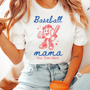 Custom Baseball Mama & Retro Baseball Character T-Shirt