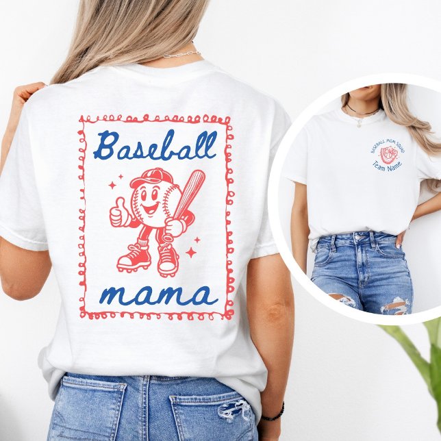 Custom Baseball Mama & Team Name T-Shirt (Creator Uploaded)