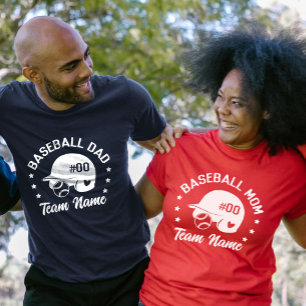 Custom Baseball Mom Dad with Name and Number T-Shirt