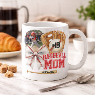 Custom Baseball Mom Photo Name Coffee Mug