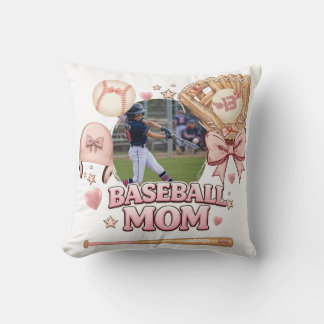 Custom Baseball Mom Photo Sports Pride Throw Pillow