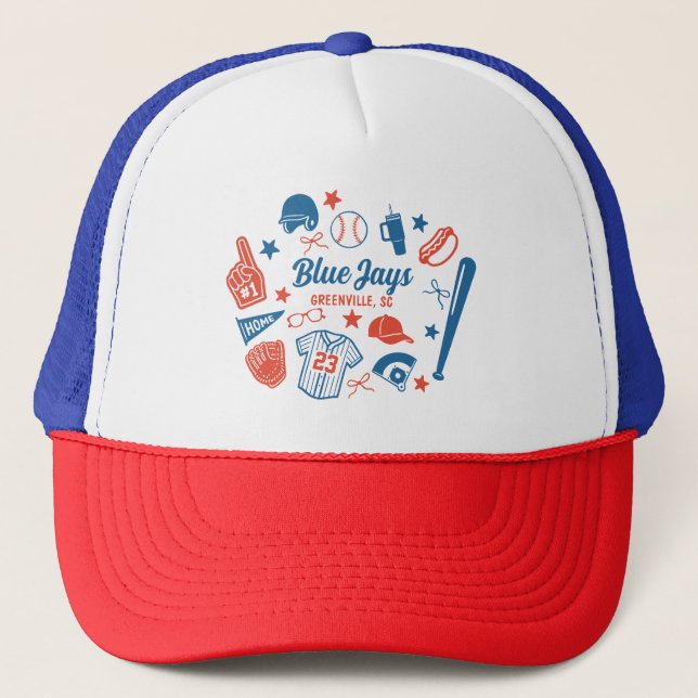 Custom Baseball Mom Proud Softball Mama Game Day Trucker Hat (Front)