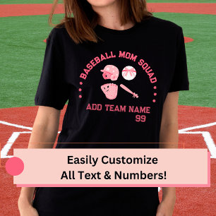 Custom Baseball Mom Squad T-Shirt   Perfect Gift
