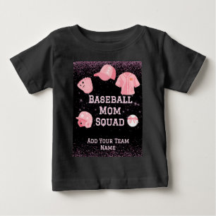 Custom Baseball Mom Squad with Team Name Number  Baby T-Shirt