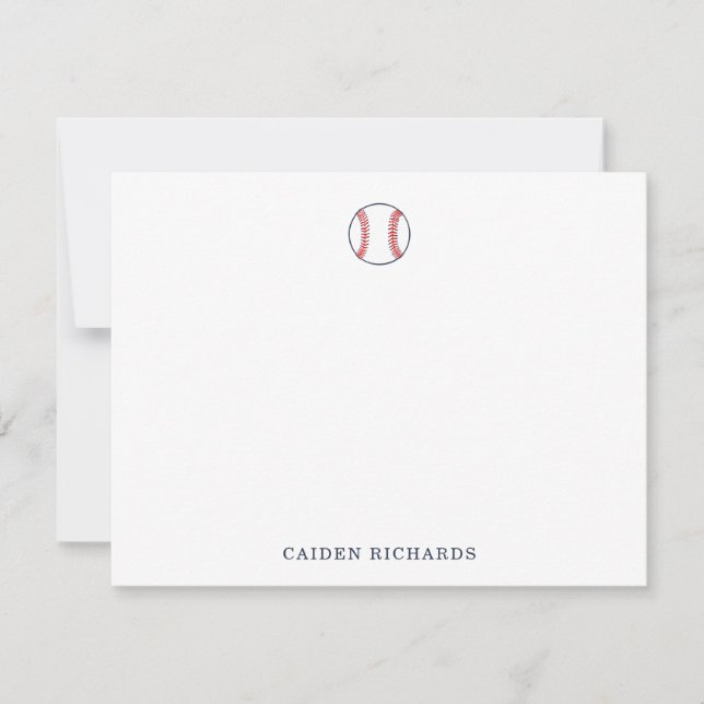 Custom Baseball Note Cards Kids Sports Stationary (Front)