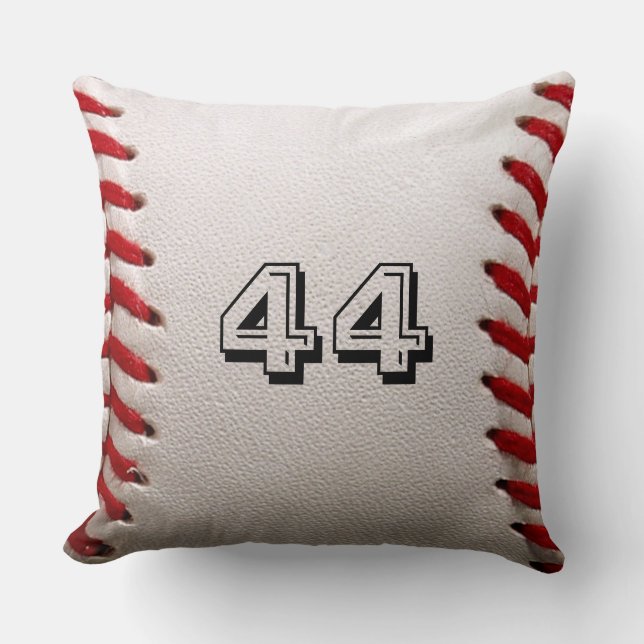 Custom Baseball Number Art – High-Def Sports Photo Throw Pillow (Front)