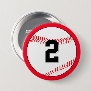 Custom Baseball Player Jersey Number & Team Colour 3 Inch Round Button