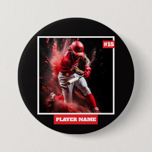 Custom Baseball Player Photo Team Wall Clock      3 Inch Round Button