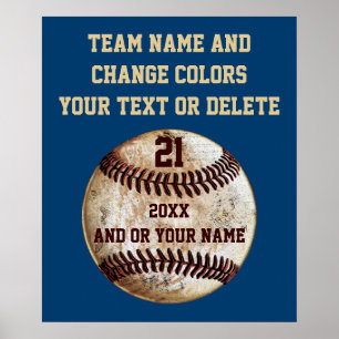 Custom Baseball Posters with Your TEXT and COLORS