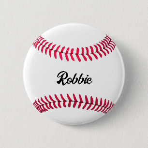 Custom baseball red white personalized 2 inch round button