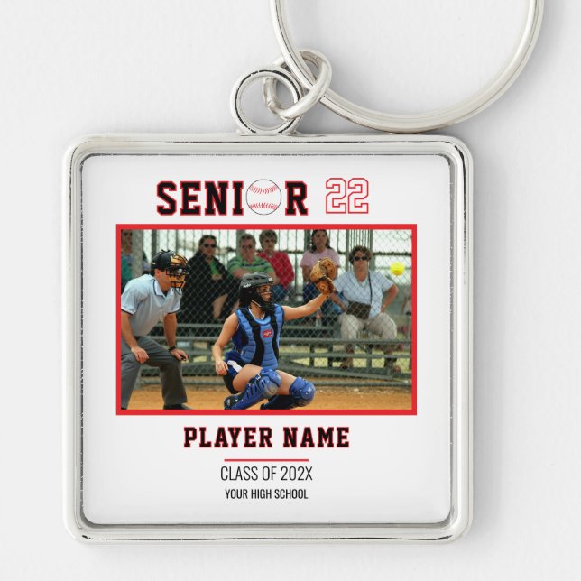 Custom Baseball Senior Night Photo Keychain (Front)