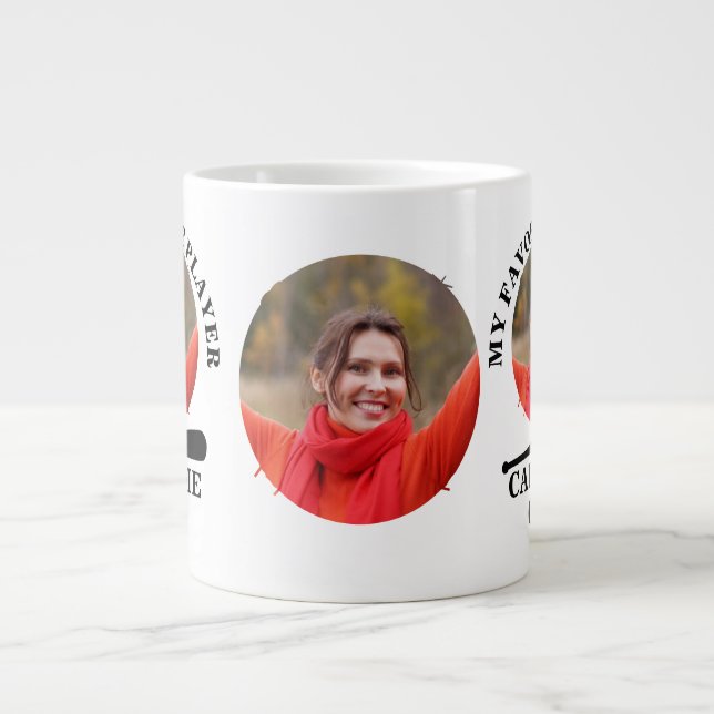 Custom baseball shape photo my favourite baseball large coffee mug (Front)