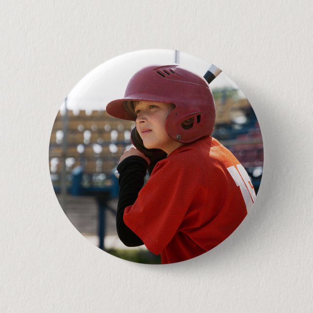 Custom  baseball Sports Photo boy  2 Inch Round Button (Front)