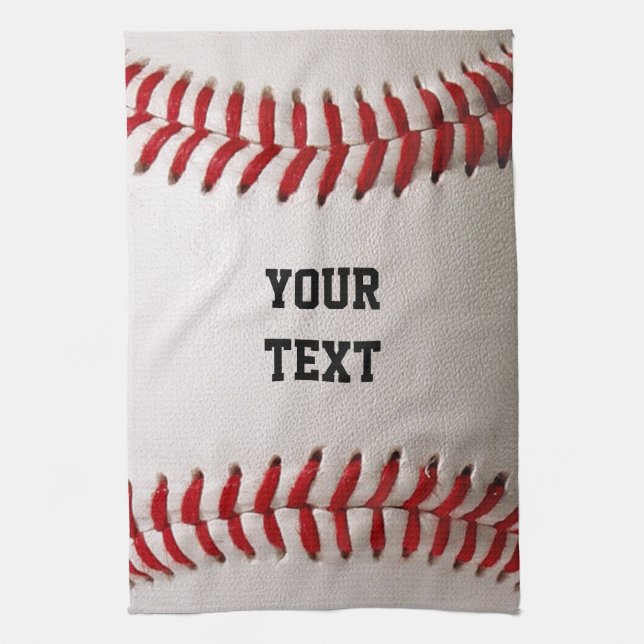 Custom Baseball Stitches & Leather Sports Graphic Kitchen Towel (Vertical)