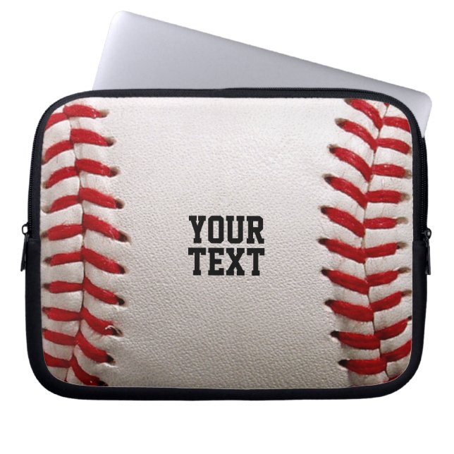 Custom Baseball Stitches & Leather Sports Graphic Laptop Sleeve (Front)