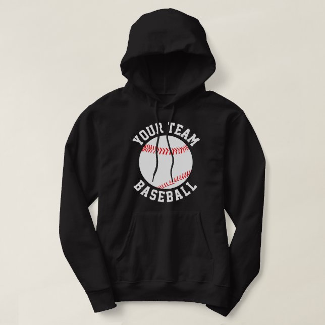 Custom Baseball Team Name or Text Sports Men's Hoodie (Design Front)