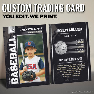 Custom Baseball Trading Card, Silver Player Card