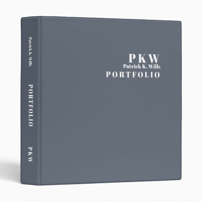 Custom Basic Simple Bluish Grey Portfolio Binder (Front/Spine)