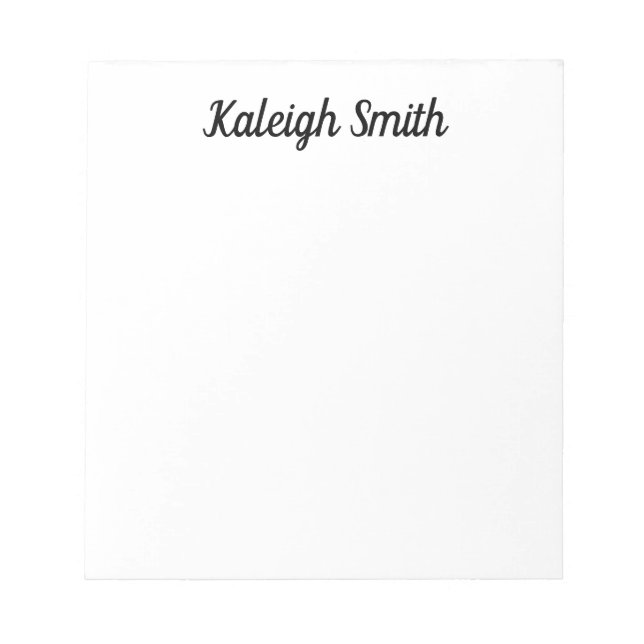 Custom Basic Solid White Brush Font Notepad (Front)