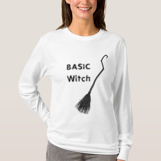 Custom BASIC WITCH Broom Funny Women Long Sleeve T-Shirt (Front)