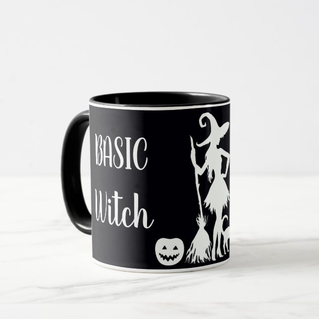 Custom BASIC WITCH w Cat Funny Gift Cool Aesthetic Mug (Front Left)