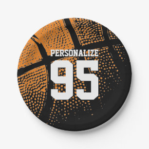 Custom basketball birthday party paper plates